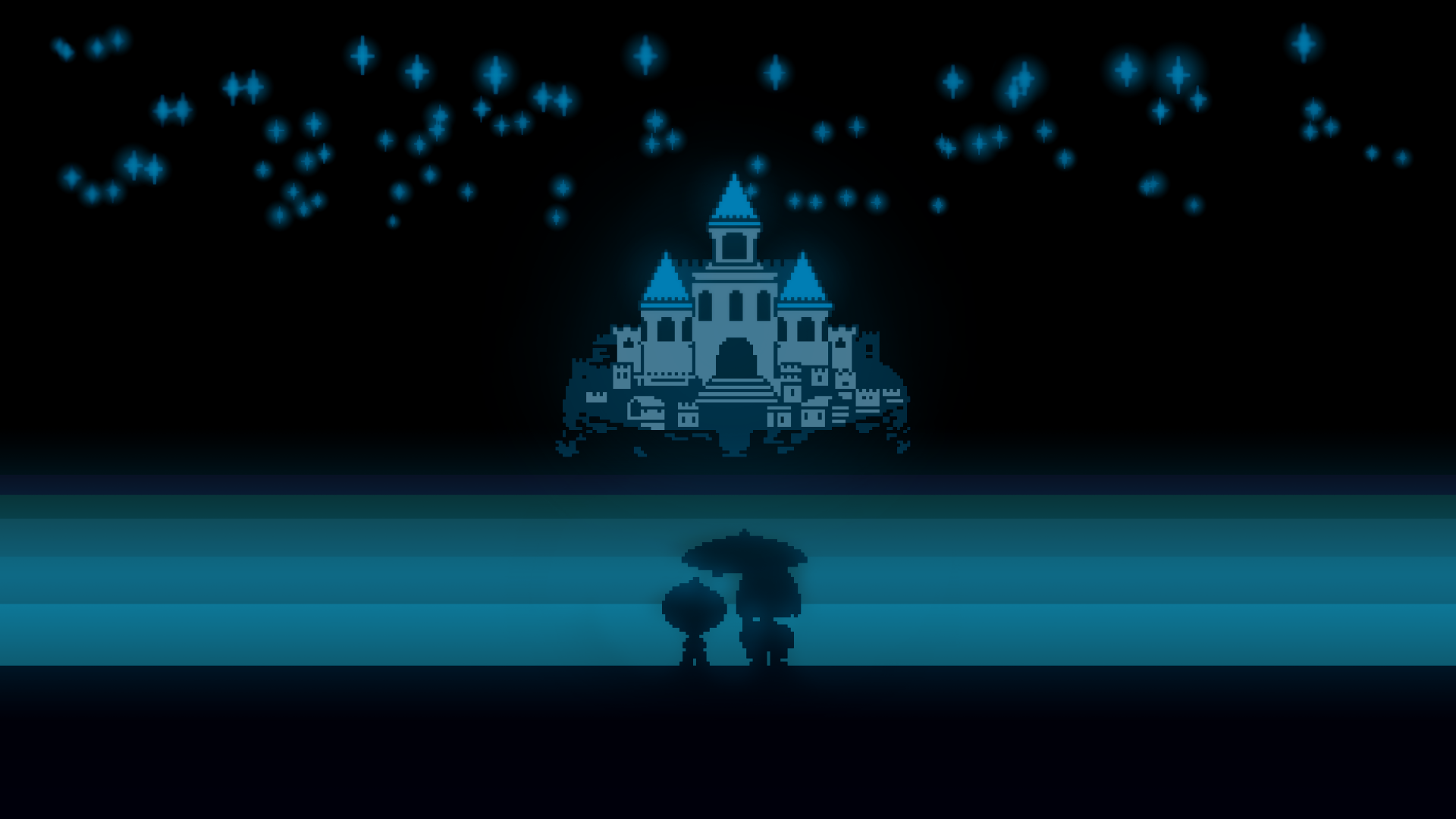 looking up at the castle from the dark